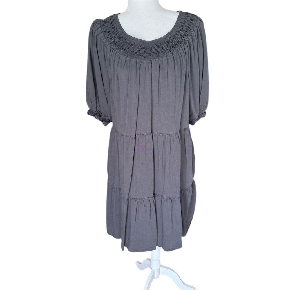 Old Navy Gray Smocked Collar Boho Dress Size XL Tall